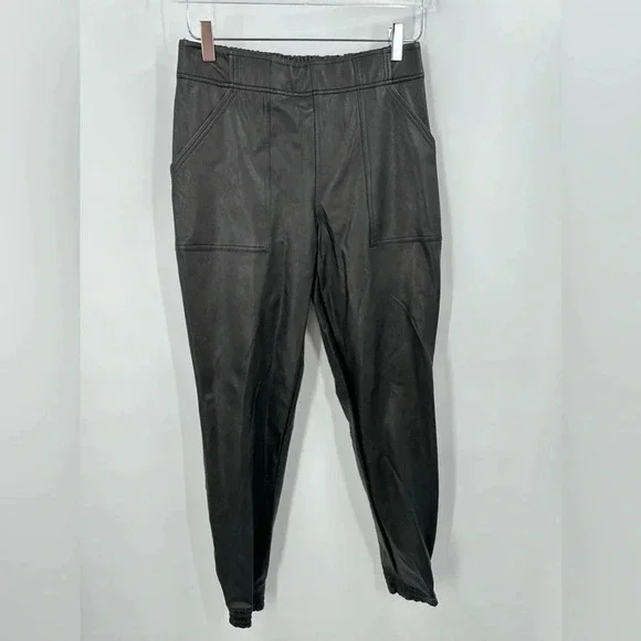 SPANX Faux Leather Jogger Pants Noir Black B446 - Picture 3 of 5
